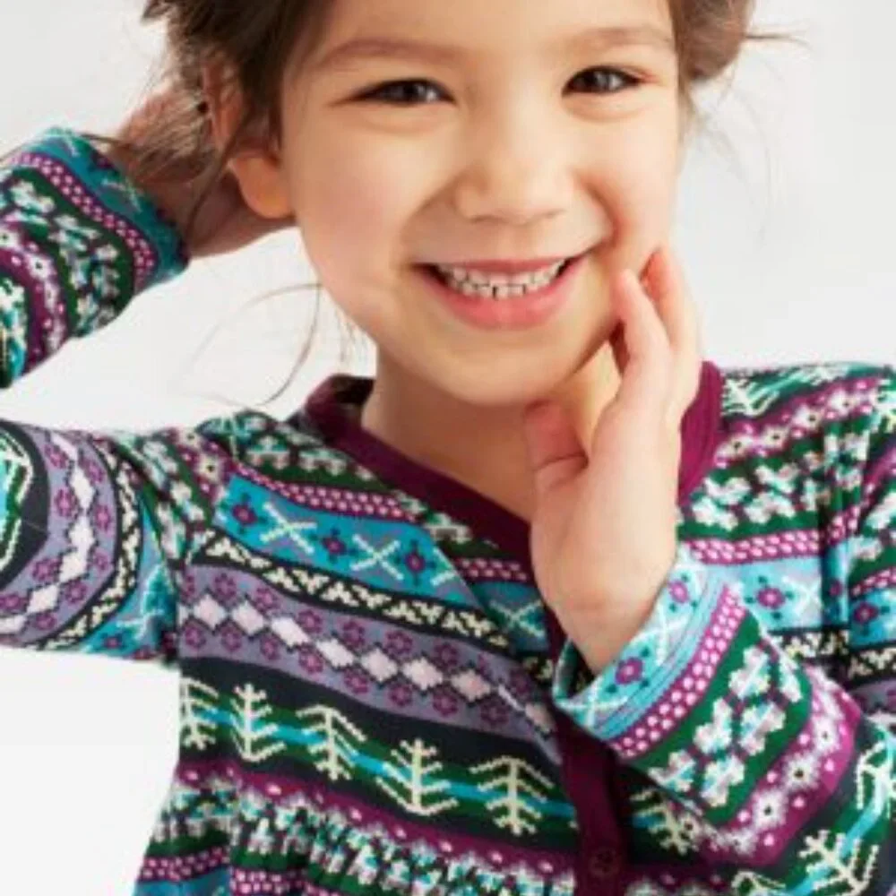 TEA COLLECTION Blue Purple Fair Isle Tunic Dress & Leggings Girl's size 5